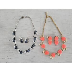 Vintage Thermal Blue and Peach Necklace Sets of 2